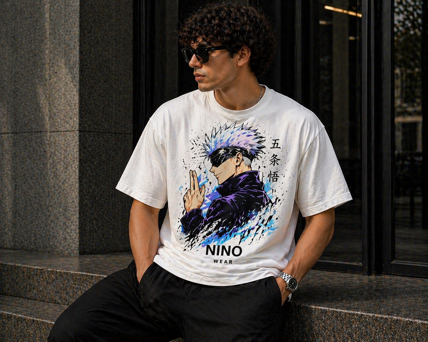 NINO Wear Anime Graphic Oversized T-Shirt – White